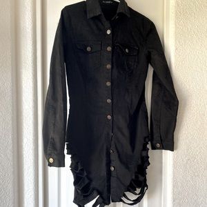 Black distressed dress.